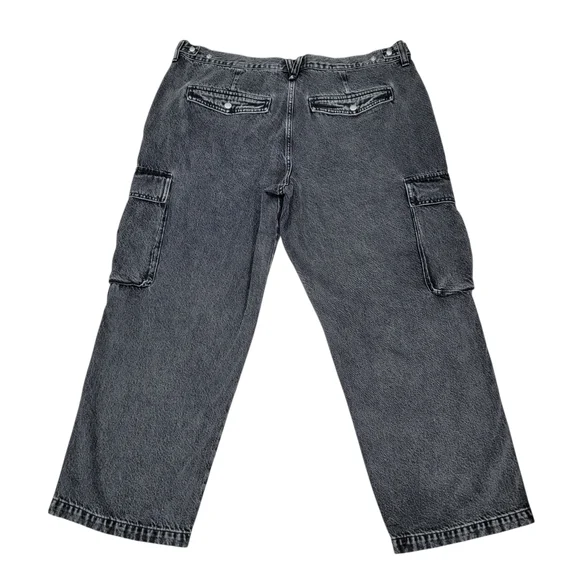 Madewell Low-Slung Straight Cargo Jeans Faded Black Baggy Slouchy Women’s W33P - Picture 5 of 17